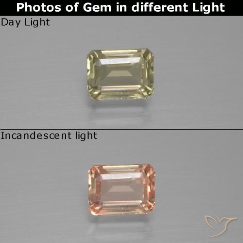1.23ct طبيعي أصفر بنى دياسبور متغير اللون, قص الزمرد, قليلا جدا
