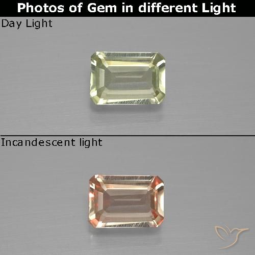 0.86ct طبيعي أصفر بنى دياسبور متغير اللون, قص الزمرد, VVS-VS