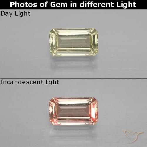 0.94ct طبيعي أخضر أصفر فاتح دياسبور متغير اللون, قص الزمرد, قليلا جدا