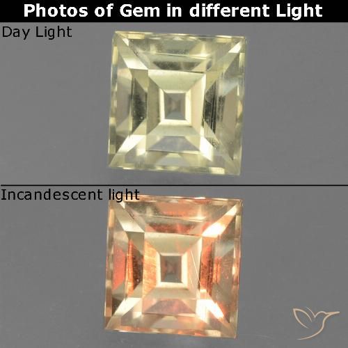0.99ct طبيعي أصفر متوسط دياسبور متغير اللون, مربع, قليلا جدا