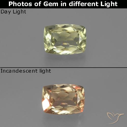 1.14ct طبيعي أصفر فاتح دياسبور متغير اللون, وسادة, قليلا جدا