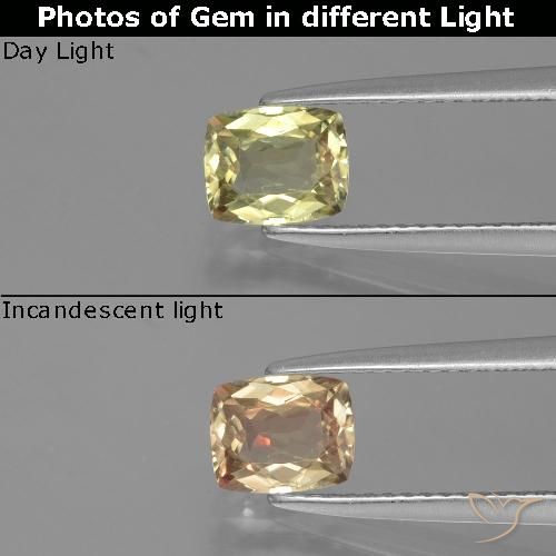 1.06ct طبيعي أصفر فاتح دياسبور متغير اللون, وسادة, قليلا جدا