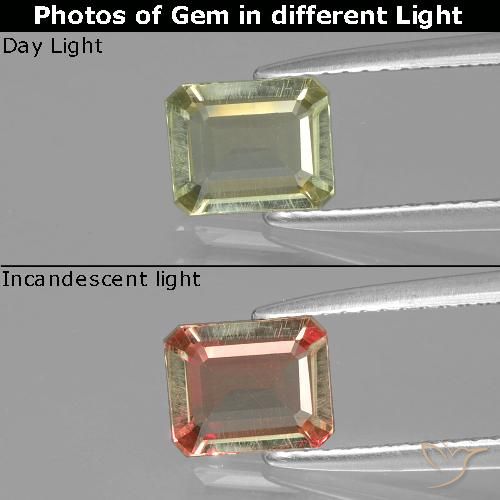 0.90ct طبيعي أصفر باهت دياسبور متغير اللون, قص الزمرد, VVS-VS