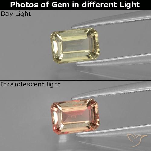 0.88ct طبيعي أصفر فاتح دياسبور متغير اللون, قص الزمرد, قليلا جدا