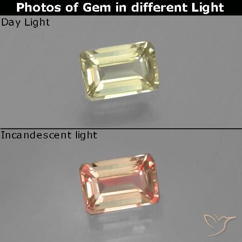 0.82ct طبيعي أصفر فاتح دياسبور متغير اللون, قص الزمرد, VVS-VS