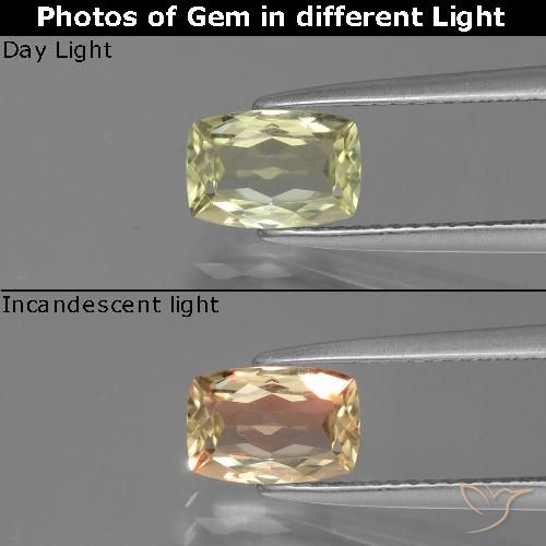 1.39ct طبيعي أصفر فاتح دياسبور متغير اللون, وسادة, قليلا جدا