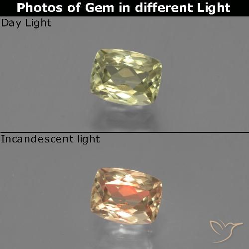 1.31ct طبيعي أخضر أصفر دياسبور متغير اللون, وسادة, قليلا جدا