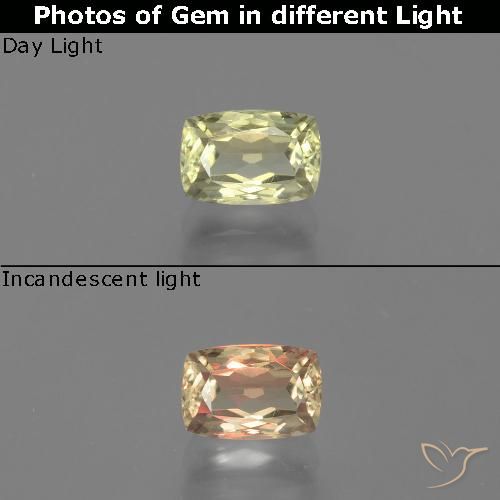 1.24ct طبيعي أخضر أصفر دياسبور متغير اللون, وسادة, VVS-VS