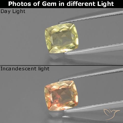 1.09ct طبيعي أخضر أصفر دياسبور متغير اللون, وسادة, قليلا جدا