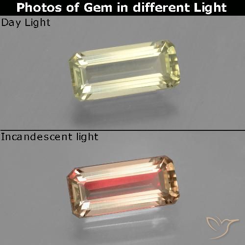 1.22ct طبيعي أصفر ترابى دياسبور متغير اللون, قص الزمرد, VVS-VS