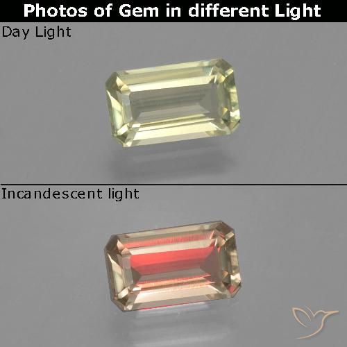 1.17ct طبيعي أصفر ترابى دياسبور متغير اللون, قص الزمرد, VVS-VS