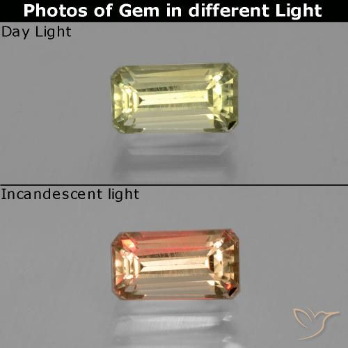 1.40ct طبيعي أصفر دافئ دياسبور متغير اللون, قص الزمرد, قليلا جدا