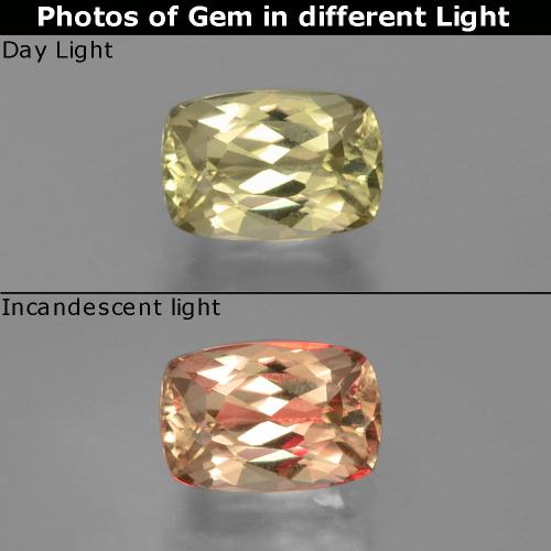 دياسبور متغير اللون أصف فاتح جدا طبيعي، قطع وسادة، 1.28 قيراط، VVS-VS