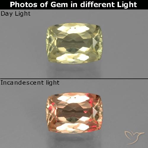1.06ct طبيعي أصف فاتح جدا دياسبور متغير اللون, وسادة, VVS-VS