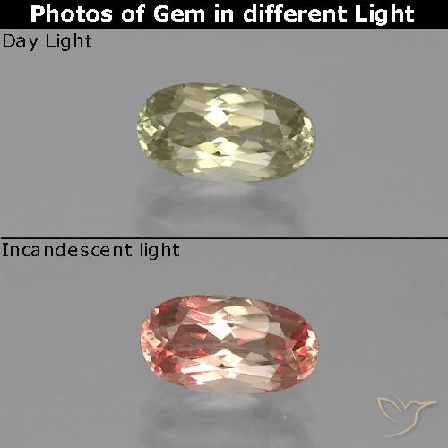 1.04ct طبيعي أصفر فاتح دياسبور متغير اللون, بيضوي, VVS-VS