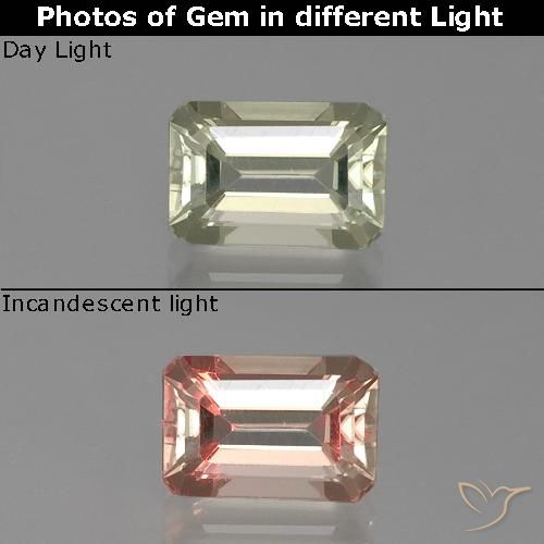1.31ct طبيعي أصف فاتح جدا دياسبور متغير اللون, قص الزمرد, VVS-VS