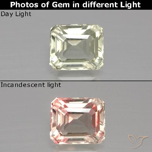 1.19ct طبيعي أخضر أصفر فاتح دياسبور متغير اللون, قص الزمرد, VVS-VS