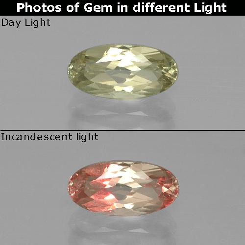 دياسبور متغير اللون أصف فاتح جدا طبيعي، قصة بيضاوى، 1.36 قيراط، VVS-VS