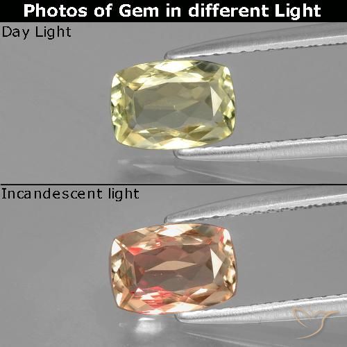 1.14ct طبيعي أصفر متوسط دياسبور متغير اللون, وسادة, VVS-VS