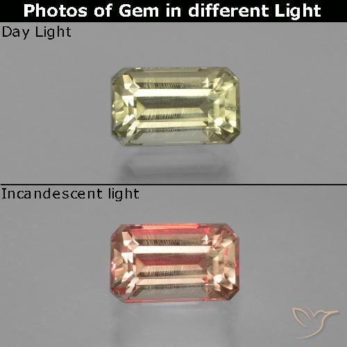 1.25ct طبيعي أصفر فاتح دياسبور متغير اللون, قص الزمرد, قليلا جدا