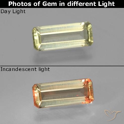 1.17ct طبيعي أخضر أصفر دياسبور متغير اللون, قص الزمرد, قليلا جدا