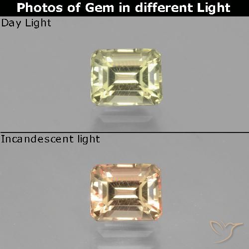1.11ct طبيعي أصفر فاتح دياسبور متغير اللون, قص الزمرد, قليلا جدا