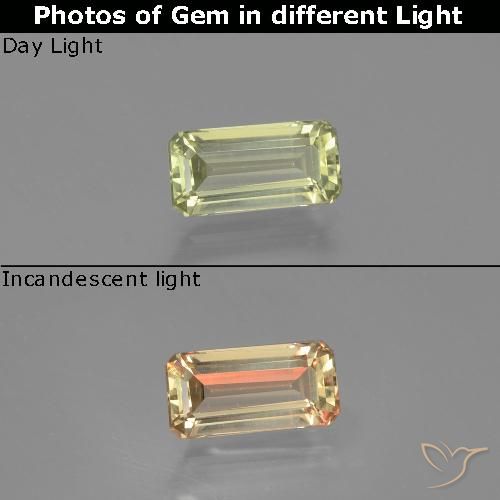 1.24ct طبيعي أصفر فاتح دياسبور متغير اللون, قص الزمرد, VVS-VS