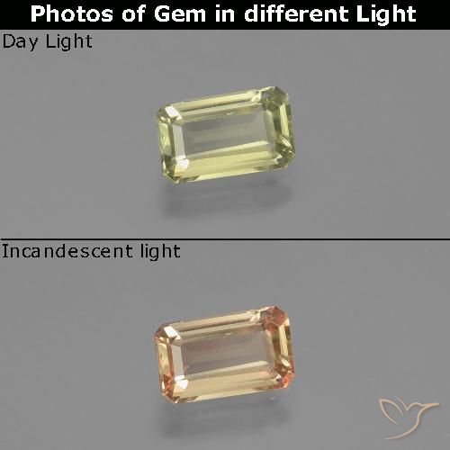 1.07ct طبيعي أصفر فاتح دياسبور متغير اللون, قص الزمرد, قليلا جدا