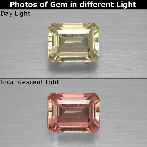 دياسبور متغير اللون أصفر ذهبى فاتح طبيعي، قص الزمرد، 1.11 قيراط، VVS-VS