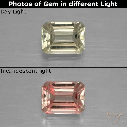 0.90ct طبيعي أصفر فاتح دياسبور متغير اللون, قص الزمرد, VVS-VS