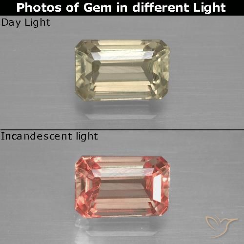 1.27ct طبيعي أصفر ذهبى فاتح دياسبور متغير اللون, قص الزمرد, VVS-VS