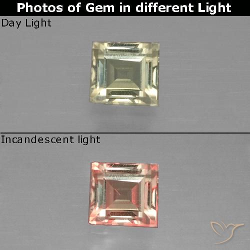 0.78ct طبيعي أصفر ذهبى فاتح دياسبور متغير اللون, مربع, VVS-VS