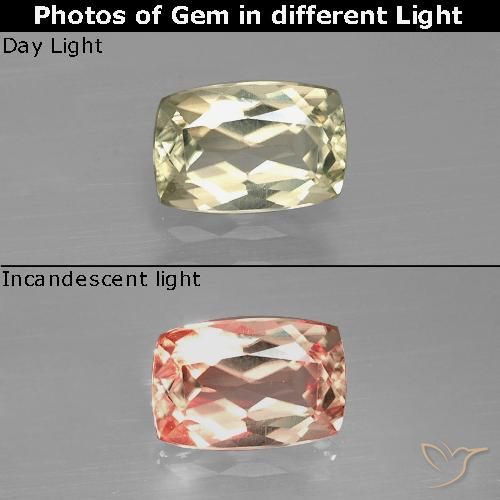 1.04ct طبيعي أصفر فاتح دياسبور متغير اللون, وسادة, VVS