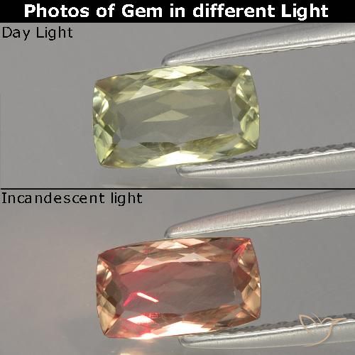 دياسبور متغير اللون أصفر ذهبى فاتح طبيعي، قطع وسادة، 1.15 قيراط، VVS-VS