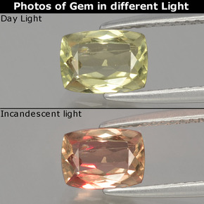 دياسبور متغير اللون أصفر متوسط طبيعي، قطع وسادة، 1.12 قيراط، قليلا جدا