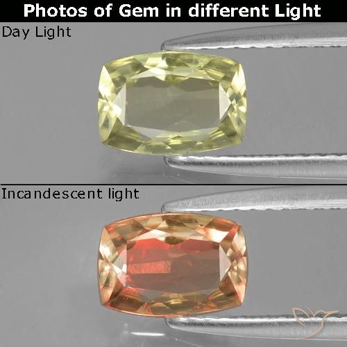 0.93ct طبيعي أصفر متوسط دياسبور متغير اللون, وسادة, VVS-VS
