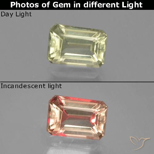 1.01ct طبيعي أصفر ذهبى فاتح دياسبور متغير اللون, قص الزمرد, VVS-VS