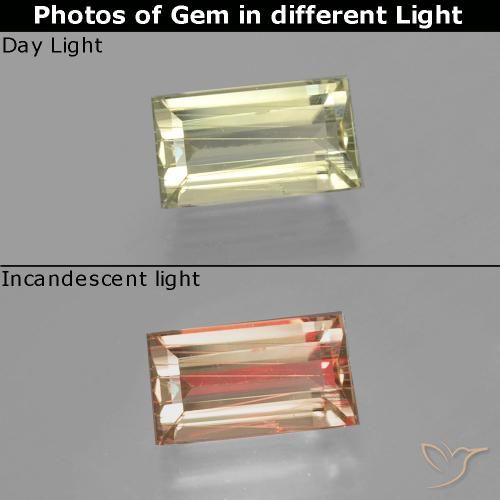 1.58ct طبيعي أصف فاتح جدا دياسبور متغير اللون, باجيت, قليلا جدا