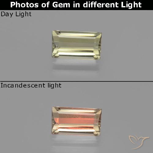 1.39ct طبيعي أصفر فاتح دياسبور متغير اللون, باجيت, VVS