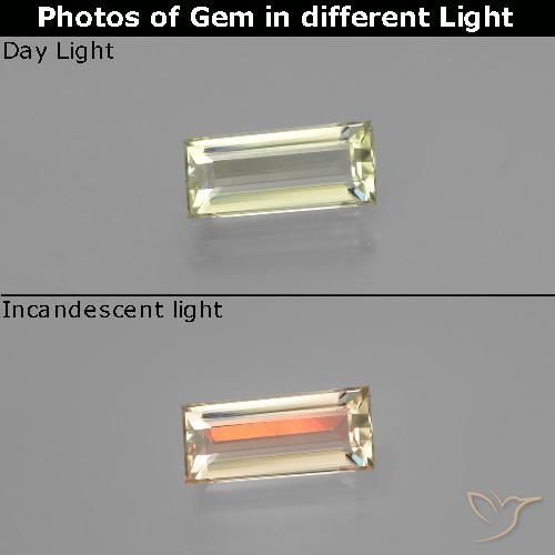 1.25ct طبيعي أصف فاتح جدا دياسبور متغير اللون, باجيت, VVS