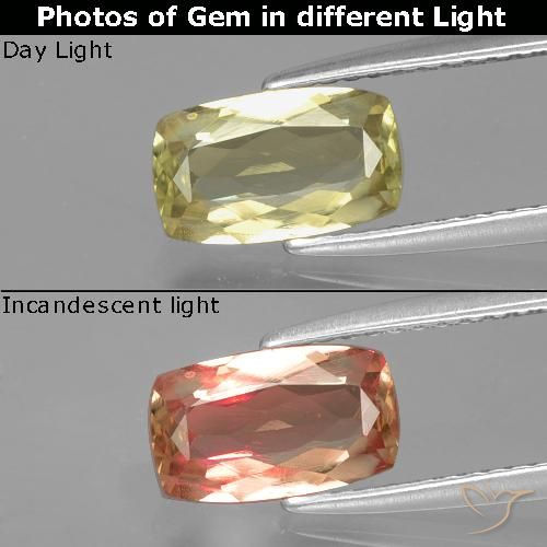1.16ct طبيعي أصف فاتح جدا دياسبور متغير اللون, وسادة, قليلا جدا