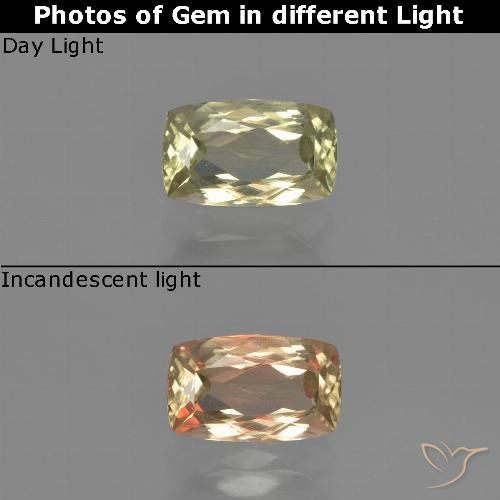 1.16ct طبيعي أصفر فاتح دياسبور متغير اللون, وسادة, VVS-VS