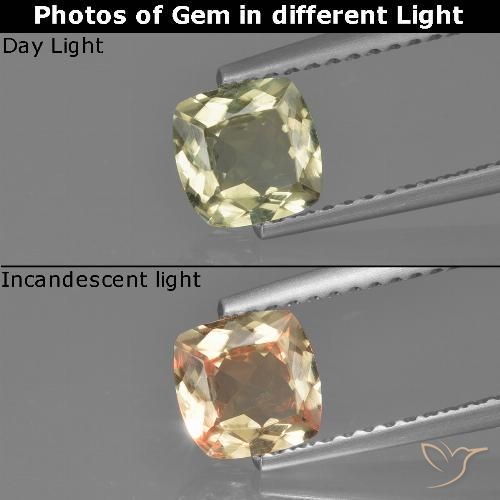 0.74ct طبيعي أصفر فاتح دياسبور متغير اللون, وسادة, VVS-VS