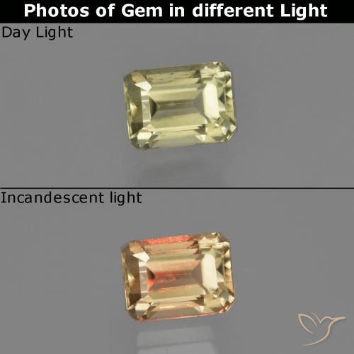 1.04ct طبيعي أصفر متوسط دياسبور متغير اللون, قص الزمرد, قليلا جدا