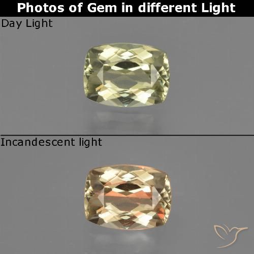 1.04ct طبيعي أصف فاتح جدا دياسبور متغير اللون, وسادة, VVS-VS