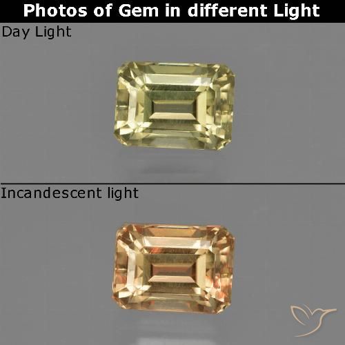 1.13ct طبيعي أصفر فاتح دياسبور متغير اللون, قص الزمرد, VVS-VS