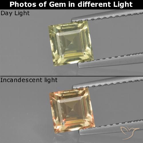 1.01ct طبيعي أصفر باهت دياسبور متغير اللون, مربع, VVS-VS