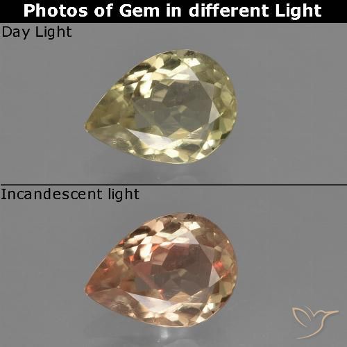 1.10ct طبيعي أصفر بنى دياسبور متغير اللون, شكل الكمثرى, قليلا جدا