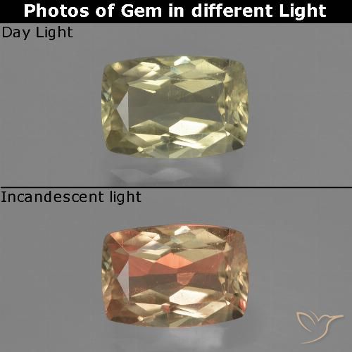 1.18ct طبيعي أصفر فاتح دياسبور متغير اللون, وسادة, قليلا جدا