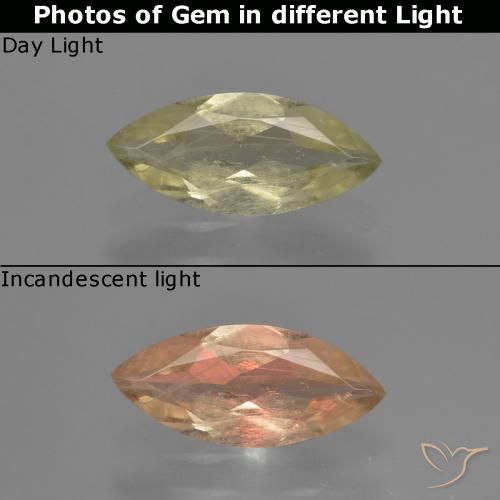 1.02ct طبيعي أصفر فاتح دياسبور متغير اللون, ماركيز, قليلا جدا
